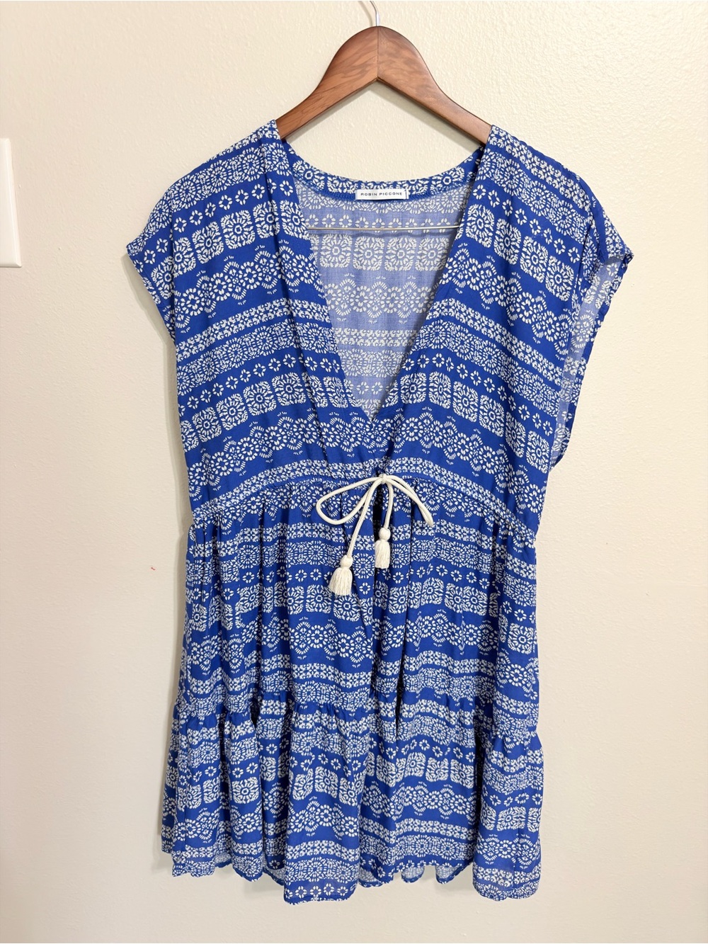 Robin Piccone Blue and White Printed Swim Coverup